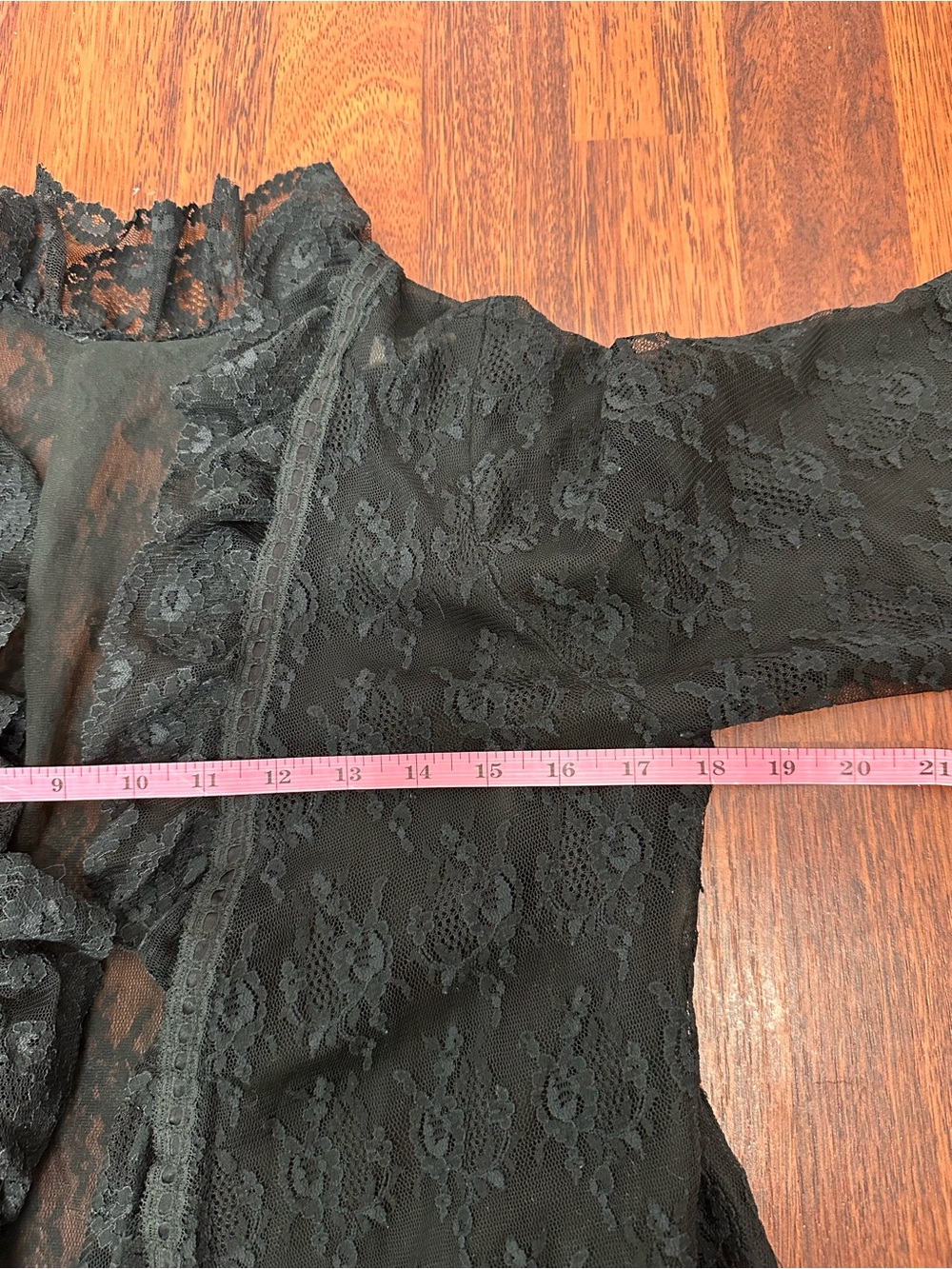 Vintage Radcliff Black Lace Kimono Robe Whimsygoth. Intimates. Fairy. Sheer. S - Picture 15 of 16